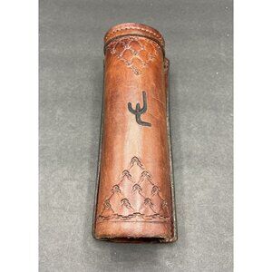 Flashlight/Night Stick Tooled Branded Genuine Leather Brown Holster